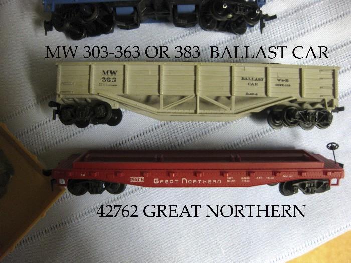 MW Ballast car and 42762 Great Northern RR cars