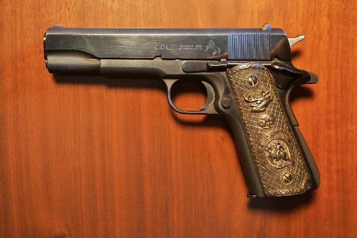Colt Super 38 auto with custom grips