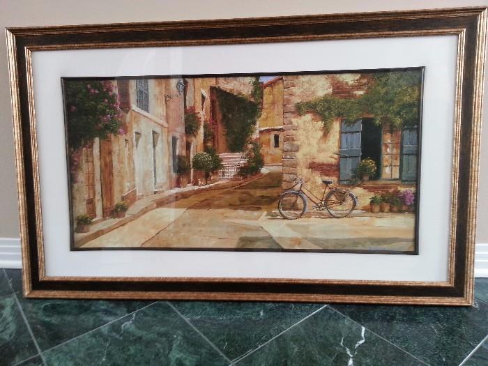 Attractively framed and matted artwork print measures 46" wide x 28" tall.