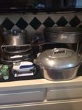              Roaster and assorted pots & pans