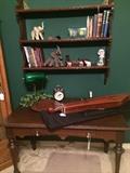                 Antique table & shelf; dulcimer