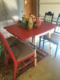               Colorfully painted table & 4 chairs