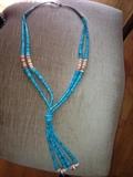 Long and heavy turquoise and coral navajo necklace