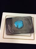 sterling and turquoise belt buckle