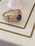 Blue sapphire and diamond water fall 14k