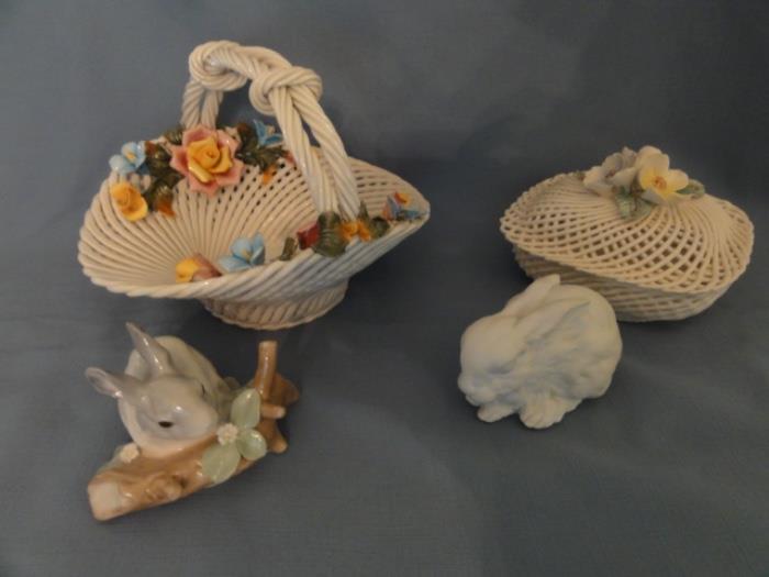 Lladro bunny and Italian porcelain