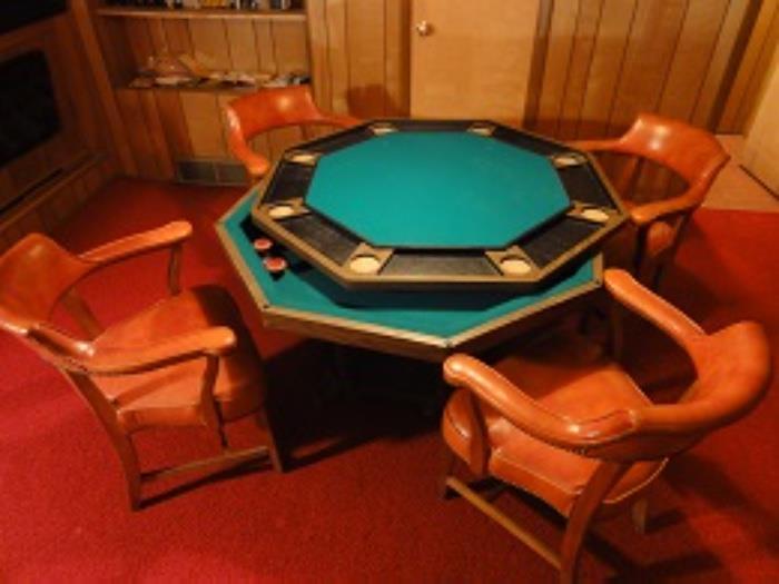 Vintage game table and leather chairs