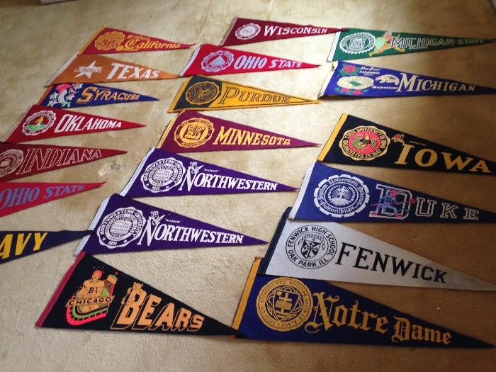 Chicago Bears and other vintage sports pennants