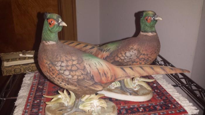 Lefton Pair of Pheasant Figurines 