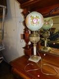 antique converted oil lamps