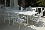 2 yr. old outdoor table, 6 chairs (2 swivel), & umbrella set