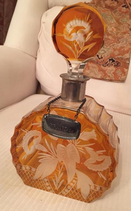 Fabulous Amber cut to clear decanter