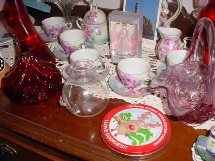 Vintage tea set, and some of the glass