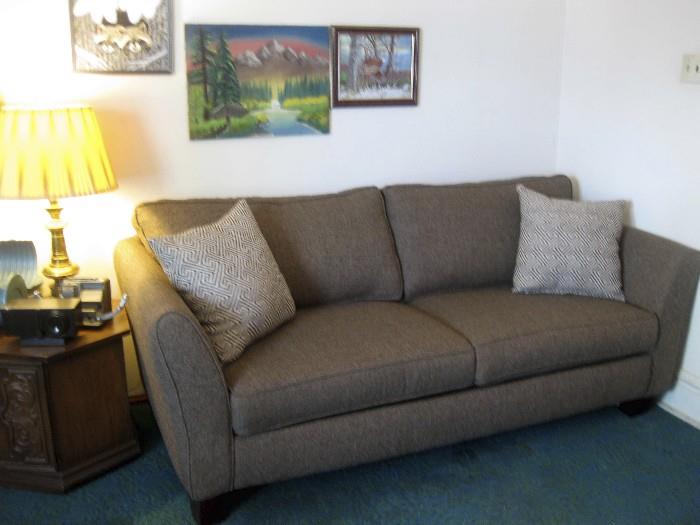 CONTEMPORARY SOFA AND PAINTINGS