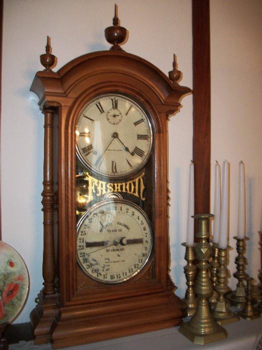 One of the best clocks in the home, keeps great time, dated 1875 and 1879.