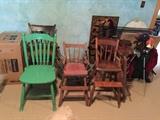 Enormous collection of American poplar and maple chairs