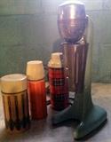 vintage thermoses and milkshake mixer