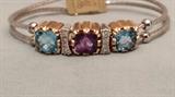 Goldman Kolber 14k gold slide bracelet, amethyst, blue topaz and diamonds.
