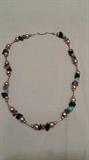 sterling necklace, amethyst, coral, turquoise, onyx