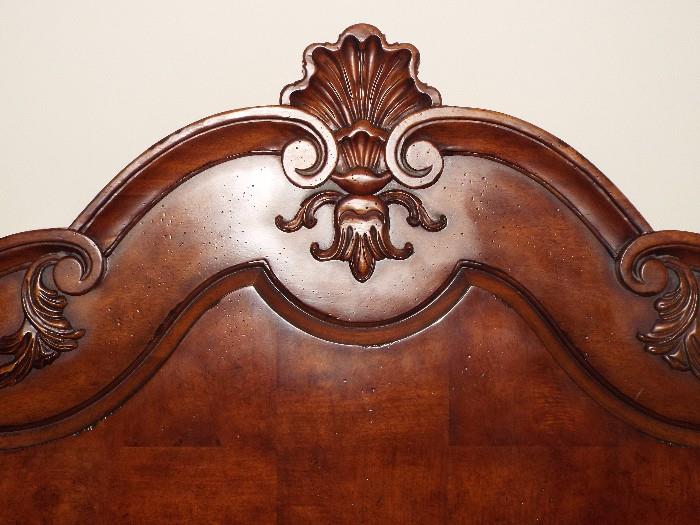 CENTURY FURNITURE KING BED DETAIL OF SHELL MOTIF- DEEP CARVING