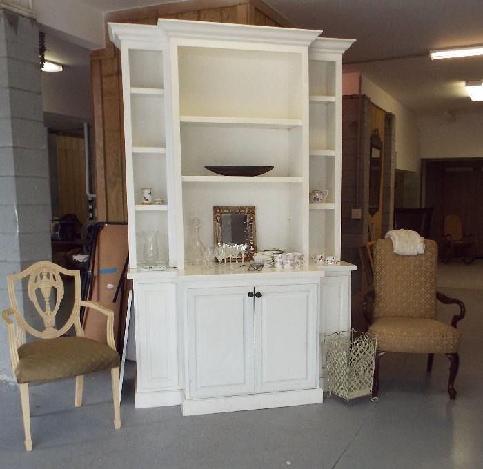 GREAT SHIELD BACK HEPPLEWHITE PAINTED CHAIR, LARGE WALL UNIT