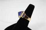 Lapis, Diamonds and Sapphires in 14K Yellow Gold