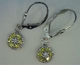 pair of yellow and white diamond drop earrings in 14k white gold  .48 ct total diamond weight