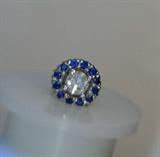 pair of sapphire and diamond stud earrings in 14k white gold  .46ct total diamonds weight  .82ct total sapphire weight