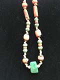 trade beads, American jade, silver beads, brass clasp