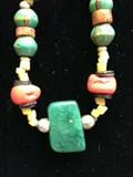 trade beads, American jade, silver beads, brass clasp