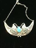 "moth" turquoise and silver necklace