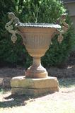 Large mid 19th Century Cast Iron single Urn with ornate handles.