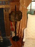 Two early 19th Century Papier Mache' Fire Screens on Stands.