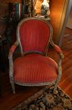 Early 19th Century Hand Carved and painted French Open Arm Chair, great size.