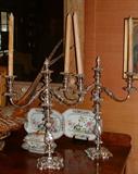 Pair of Silver over copper three arm candelabras, Ellis Barker, England.