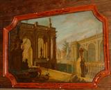 Outstanding hand painted wood tray, late 19th Century.