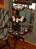 English three tier Queen Anne tripod dessert server, wonderful size beautiful Mahogany.