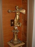 Two early 19th Century Angels holding a flame pot. Outstanding carving and size.