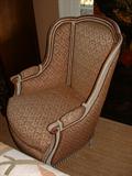 Late 19th Century French painted arm chair with custom upholtery.