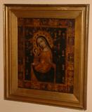 Early Oil on Canvas painting of Madonna and child.