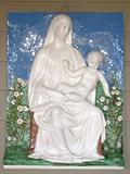 Large glazed terracotta Della Robbia of the Madonna and child.