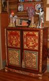Hand Carved 19th Century Chinese Gilt Painted and Laqured Cabinet.