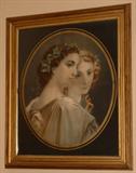 Victorian print of two young girls purchased from the Estate of Isabel Hill.