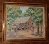 Oil on Canvas, Rural Alabama scene, signed Waree LeBron, 20th Century, Alabama artist.