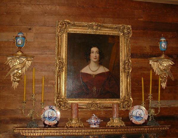 Wonderful early 19th Century painting of a young woman, a pair of hand carved 19th Century gilt wall brackets, pair of sevre urns with lids.