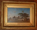 Oil on board, desert scene of Egypt, well listed artist purchased in Alexandria, Egypt.