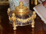 19th Century French marble inkwell with outstanding dore' mounts.