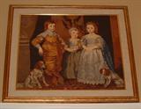 20th Century framed needlepoint of noble children.