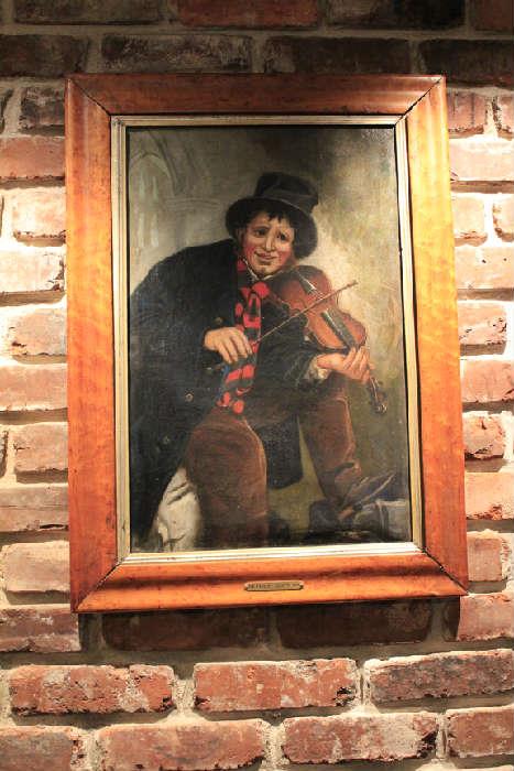 "The Fiddler" oil painting