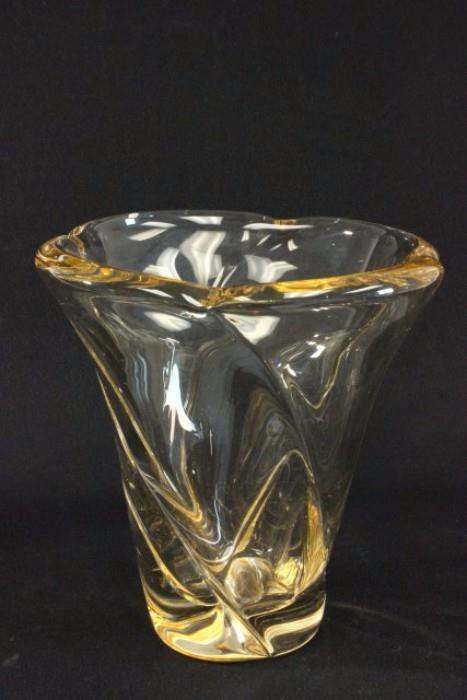 Lot #97 Dark amber Daum glass vase